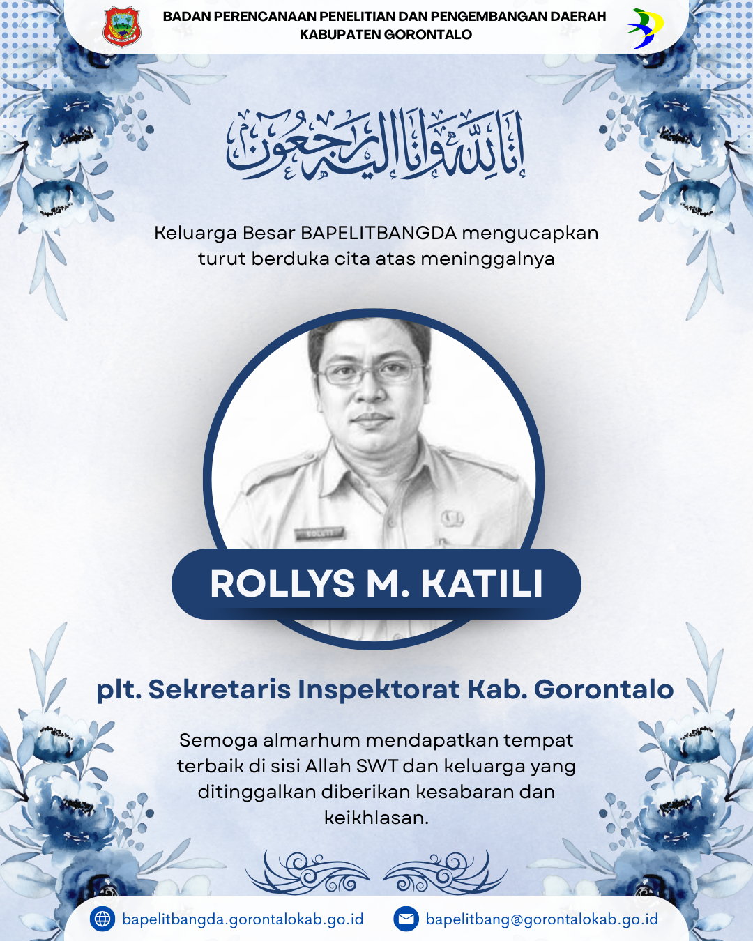 Ucapan Belasungkawa Bapelitbangda kepada Alm. Rollys M. Katili